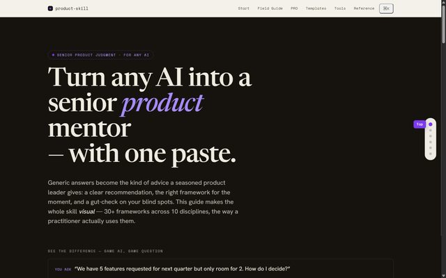 product-skill field guide landing page